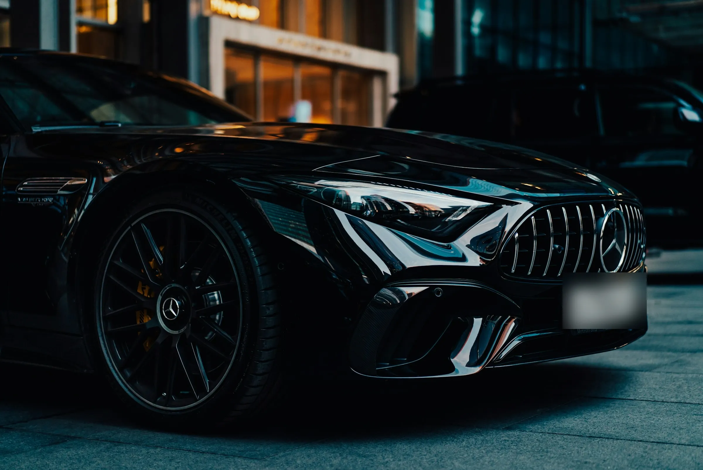 Black Mercedes-AMG GT with a deep gloss finish